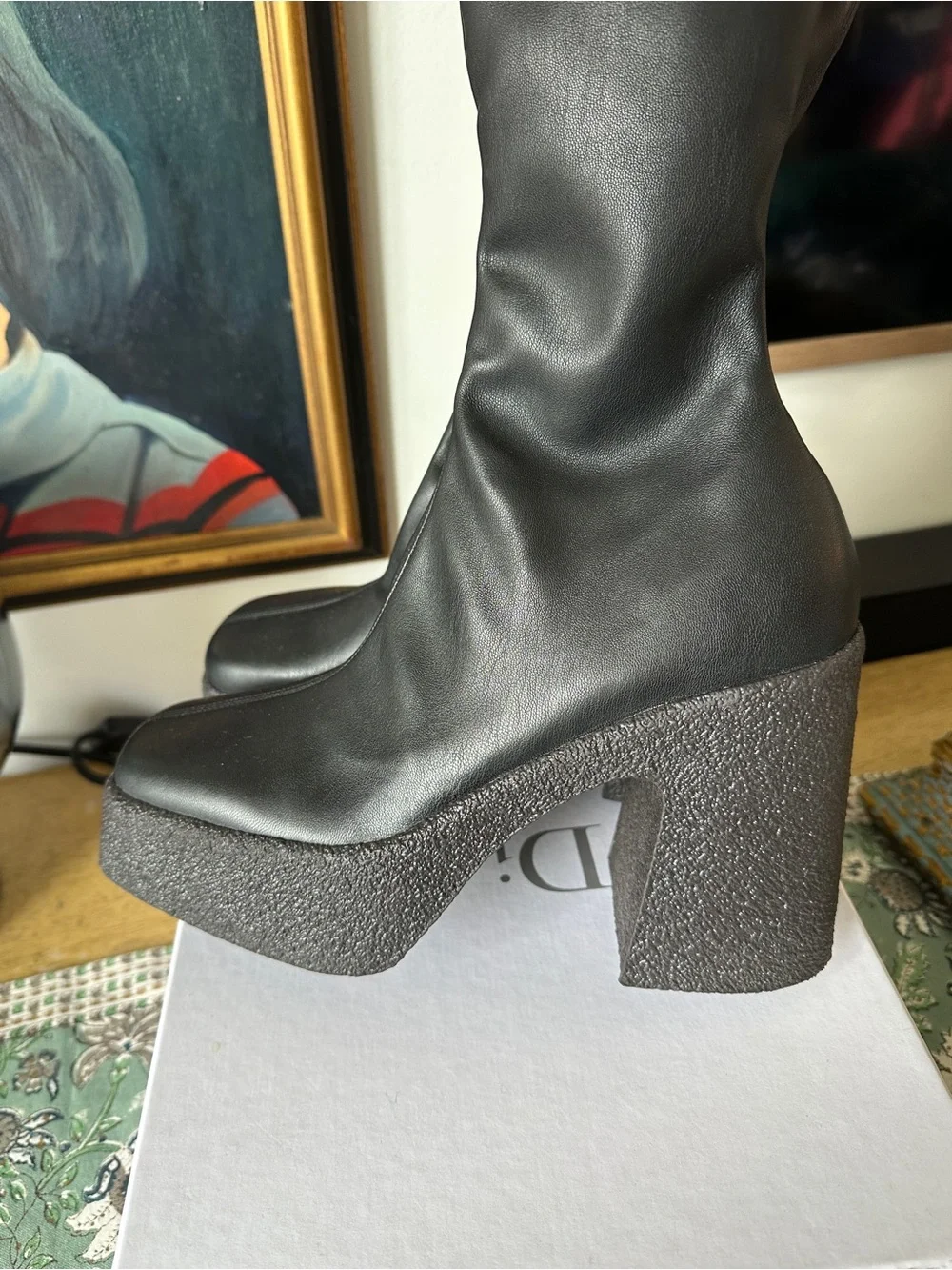 Stella McCartney‎ Skyla Black Leather Platform Chunky Boots 38